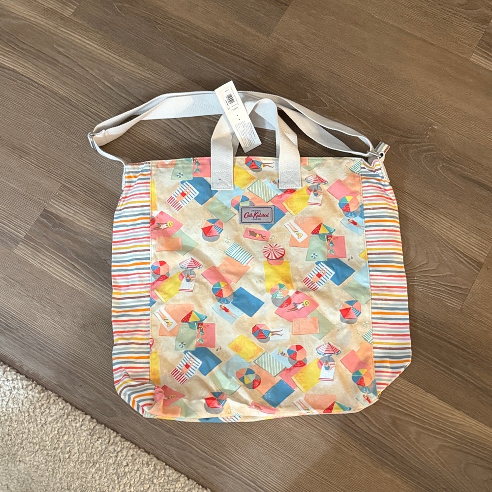 NWT Cath Kidston oversized cotton shopper beach bag in print sunbather sand